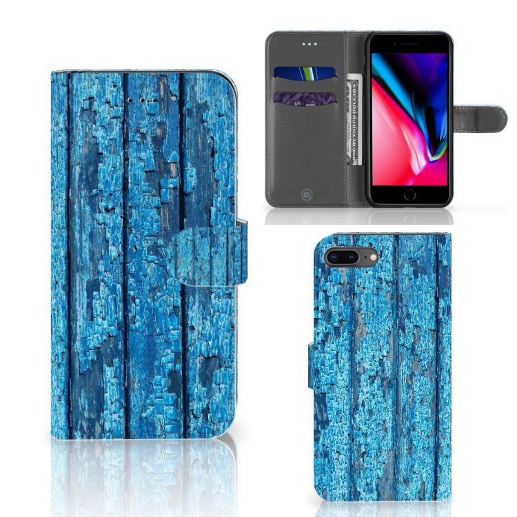 Apple iPhone 7 Plus | 8 Plus Uniek Boekhoesje Wood Blue