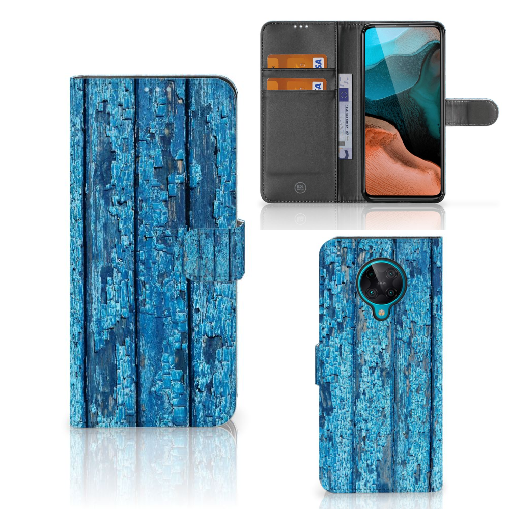 Xiaomi Poco F2 Pro Book Style Case Wood Blue
