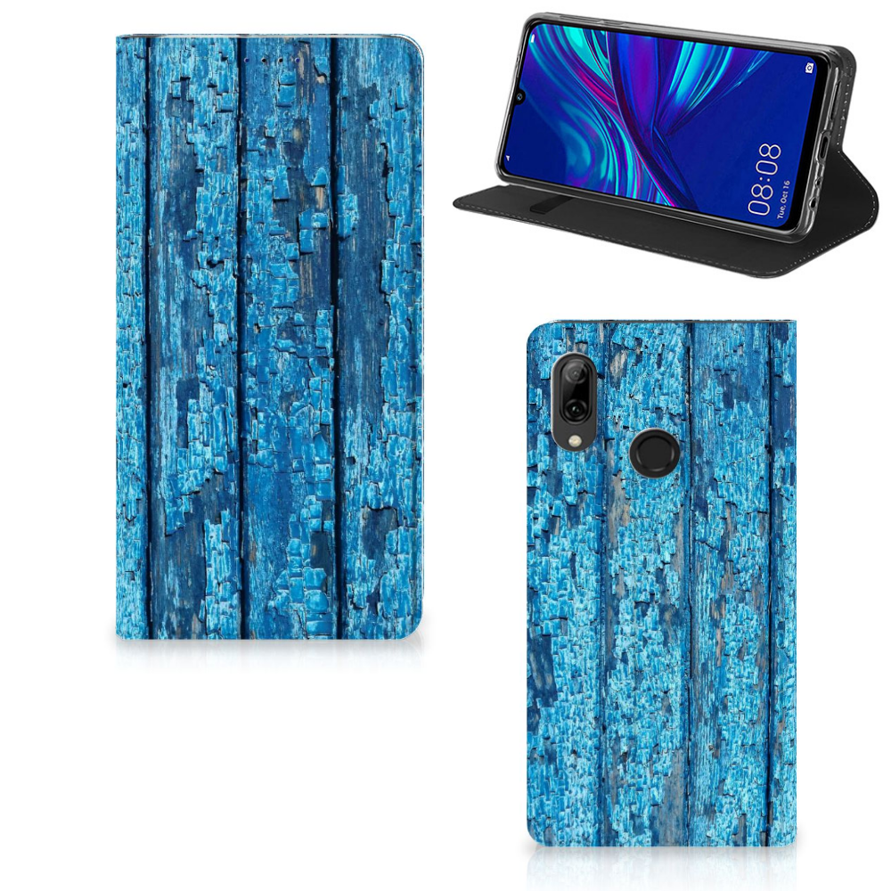 Huawei P Smart (2019) Uniek Standcase Hoesje Wood Blue