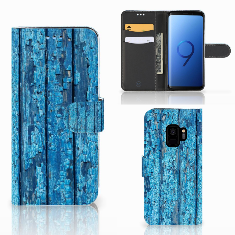 Samsung Galaxy S9 Book Style Case Wood Blue