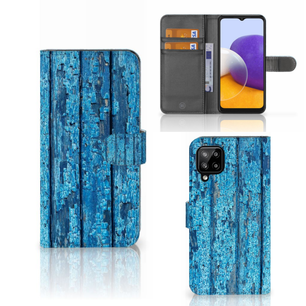 Samsung Galaxy A22 4G | M22 Book Style Case Wood Blue