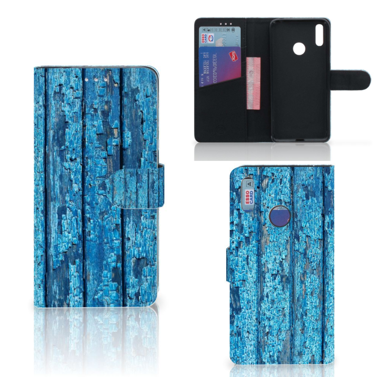Huawei Y7 (2019) Book Style Case Wood Blue