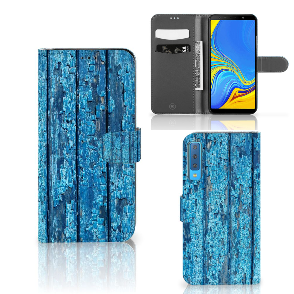 Samsung Galaxy A7 (2018) Book Style Case Wood Blue