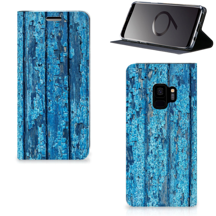 Samsung Galaxy S9 Uniek Standcase Hoesje Wood Blue