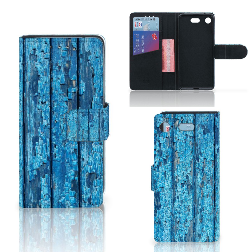 Sony Xperia XZ1 Compact Book Style Case Wood Blue