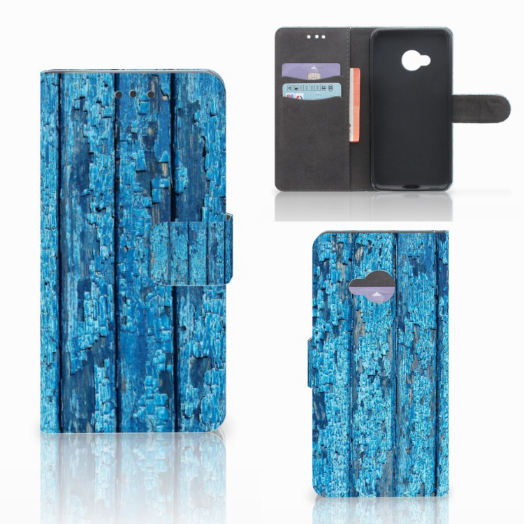 HTC U Play Book Style Case Wood Blue