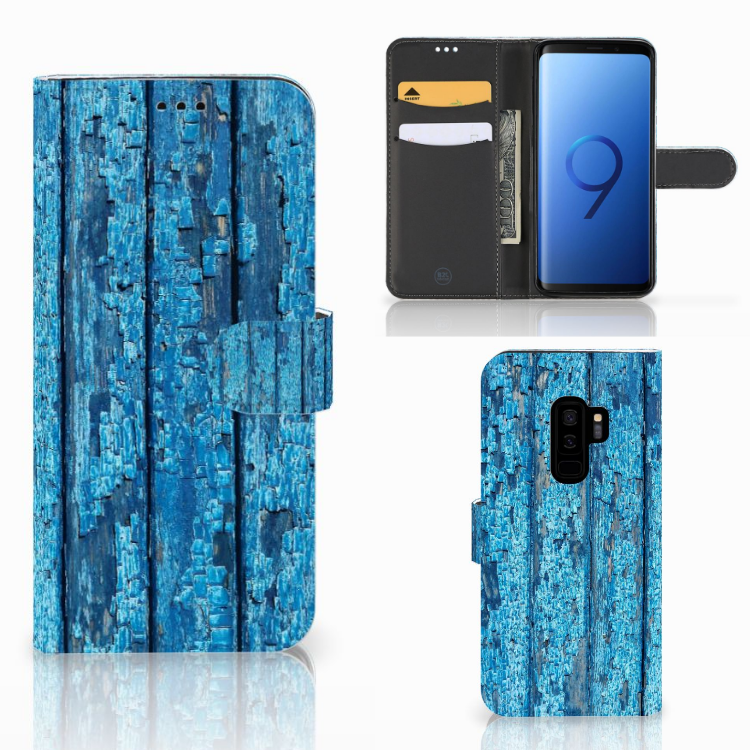 Samsung Galaxy S9 Plus Book Style Case Wood Blue