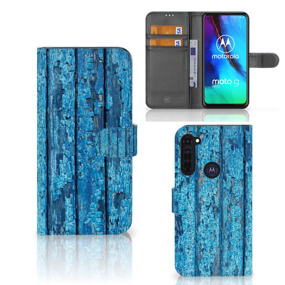 Motorola Moto G Pro Book Style Case Wood Blue