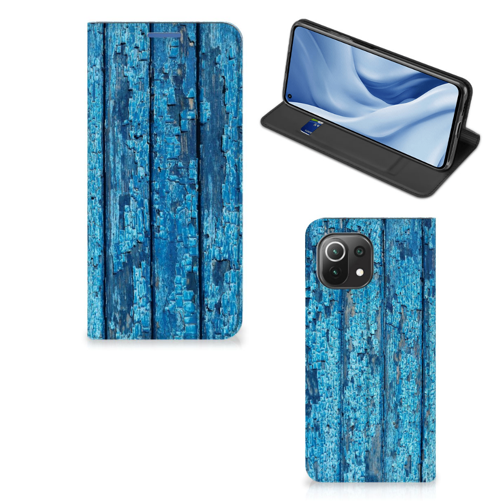 Xiaomi 11 Lite NE 5G | Mi 11 Lite Book Wallet Case Wood Blue