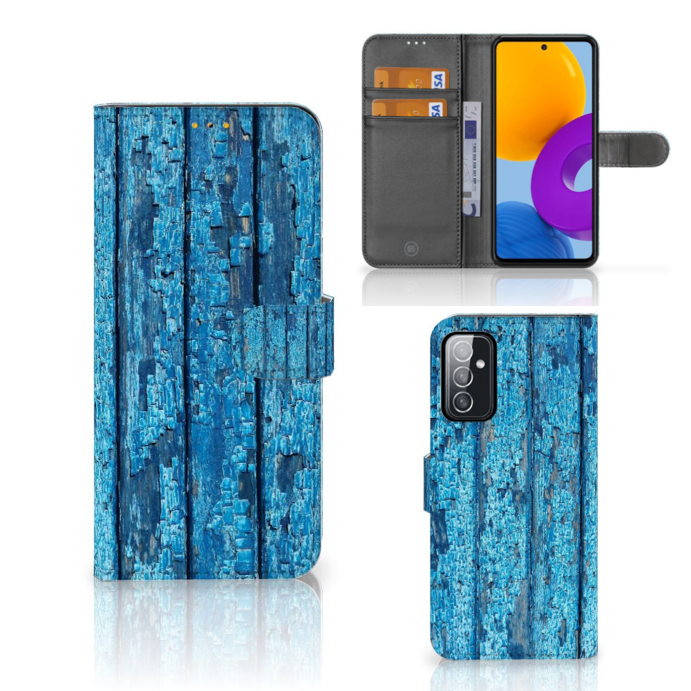 Samsung Galaxy M52 Book Style Case Wood Blue