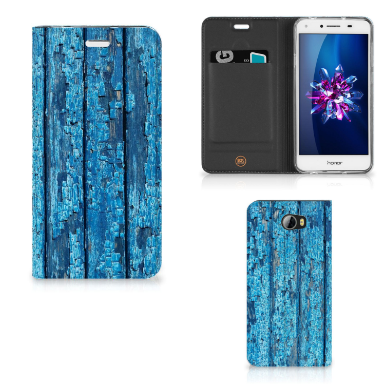 Huawei Y5 2 | Y6 Compact Book Wallet Case Wood Blue
