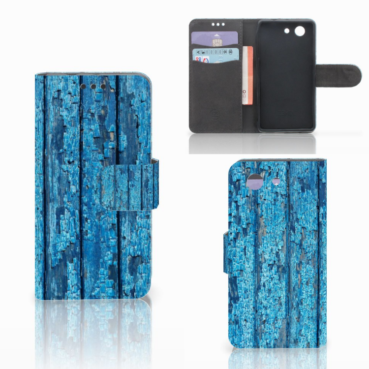 Sony Xperia Z3 Compact Book Style Case Wood Blue