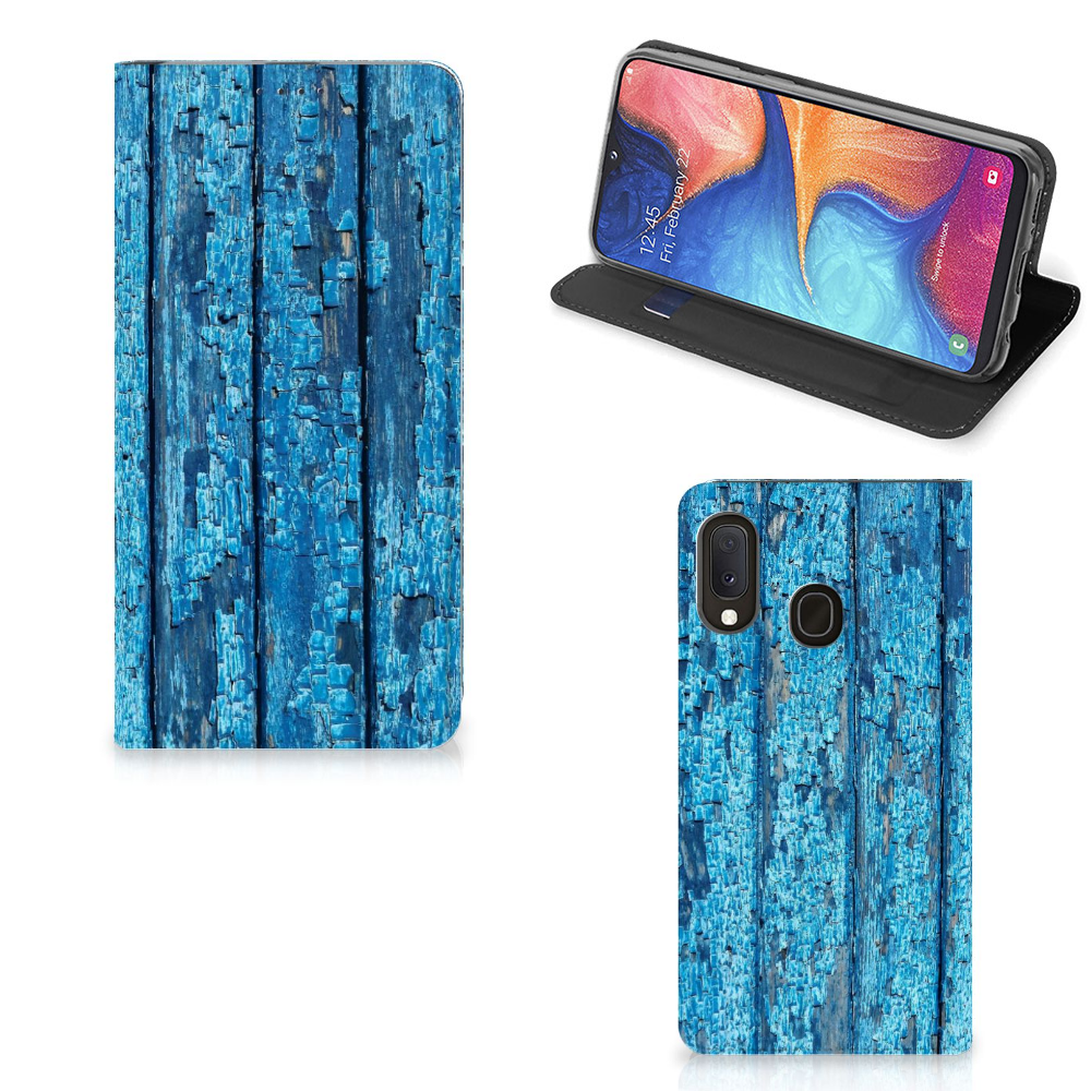 Samsung Galaxy A20e Book Wallet Case Wood Blue