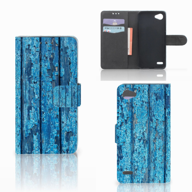 LG Q6 | LG Q6 Plus Book Style Case Wood Blue