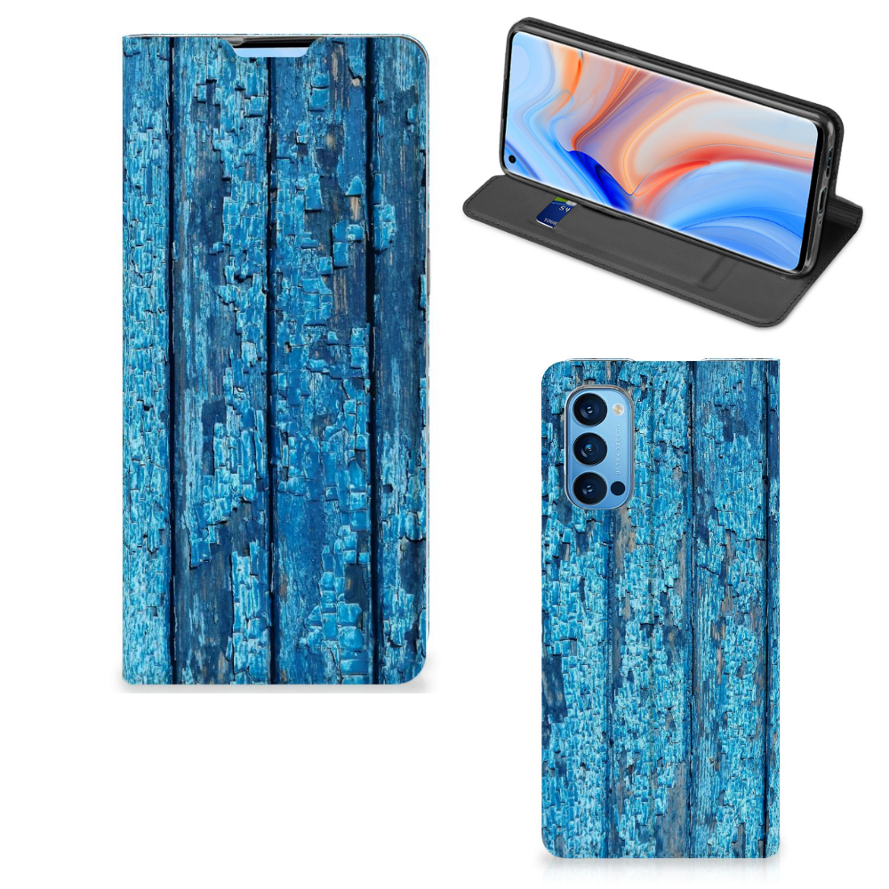 OPPO Reno4 Pro 5G Book Wallet Case Wood Blue