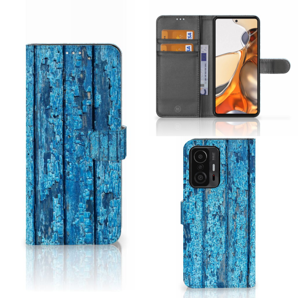 Xiaomi 11T | 11T Pro Book Style Case Wood Blue
