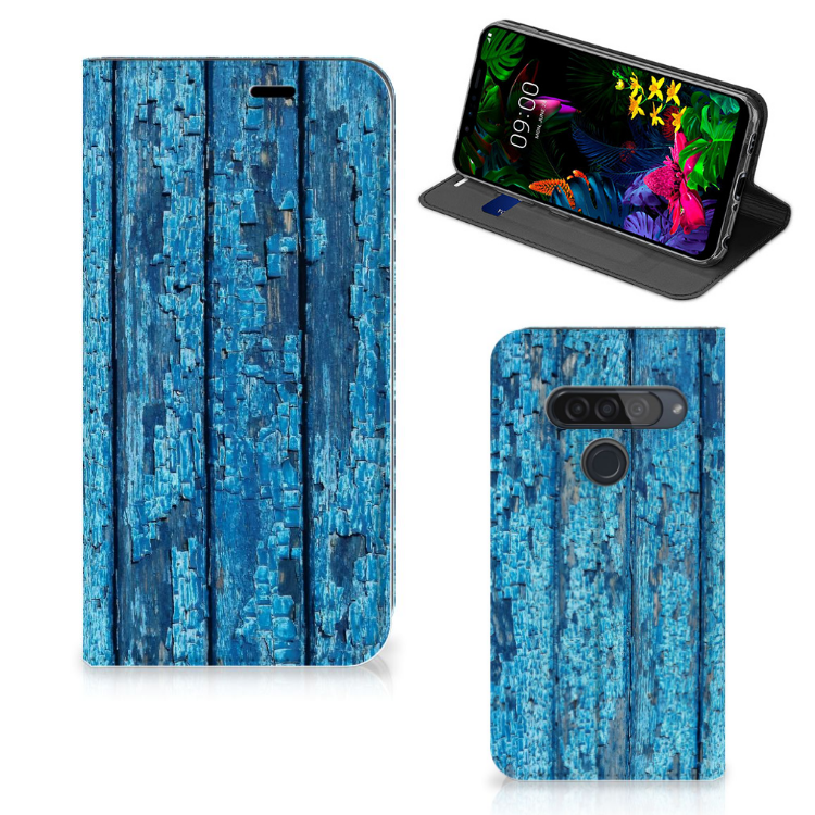 LG G8s Thinq Book Wallet Case Wood Blue