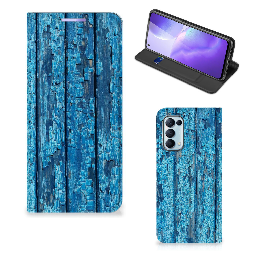 OPPO Find X3 Lite Book Wallet Case Wood Blue