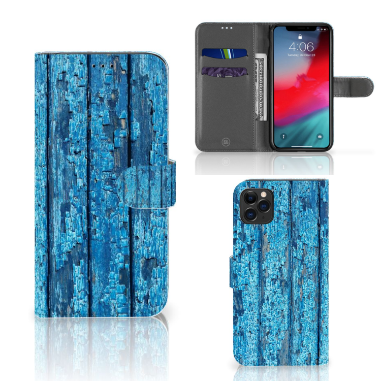Apple iPhone 11 Pro Max Book Style Case Wood Blue