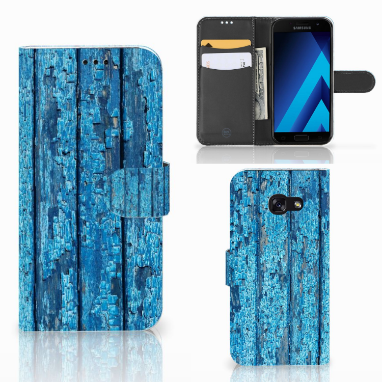 Samsung Galaxy A5 2017 Book Style Case Wood Blue