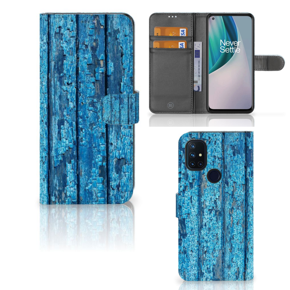 OnePlus Nord N10 Book Style Case Wood Blue