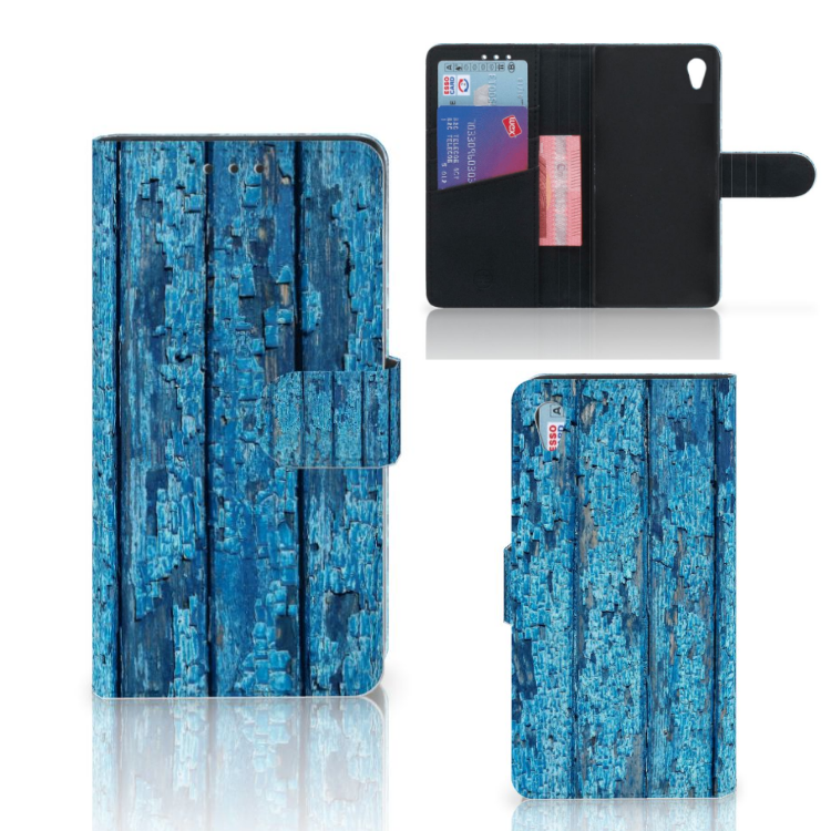 Sony Xperia Z3 Uniek Boekhoesje Wood Blue