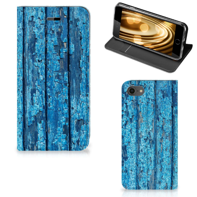 Apple iPhone 7 | 8 Uniek Standcase Hoesje Wood Blue