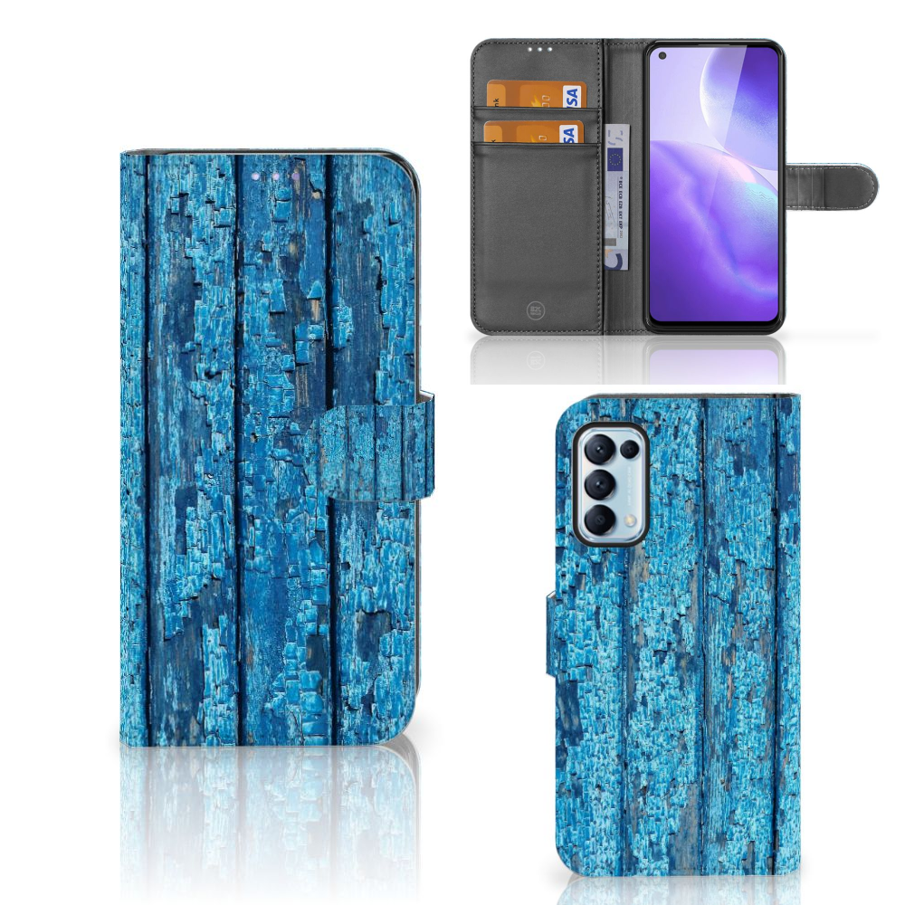 OPPO Find X3 Lite Book Style Case Wood Blue