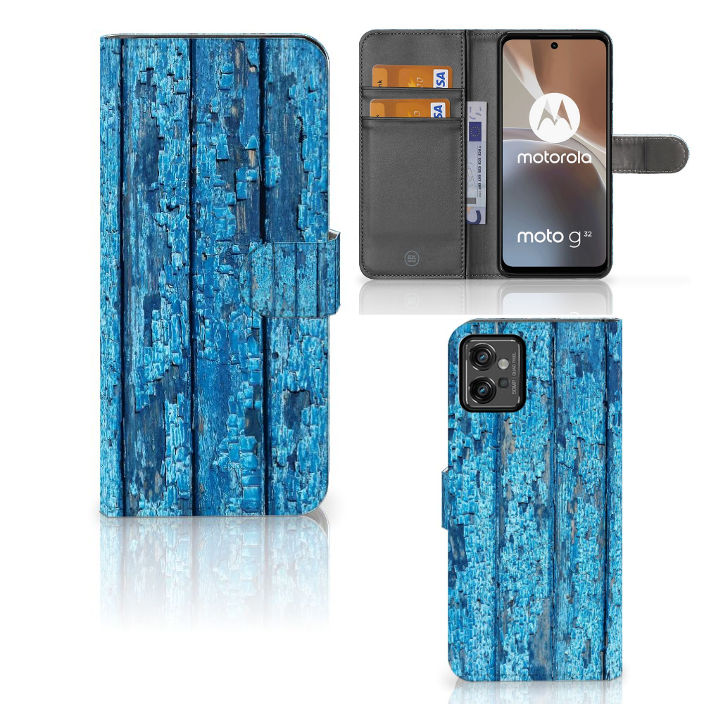 Motorola Moto G32 Book Style Case Wood Blue