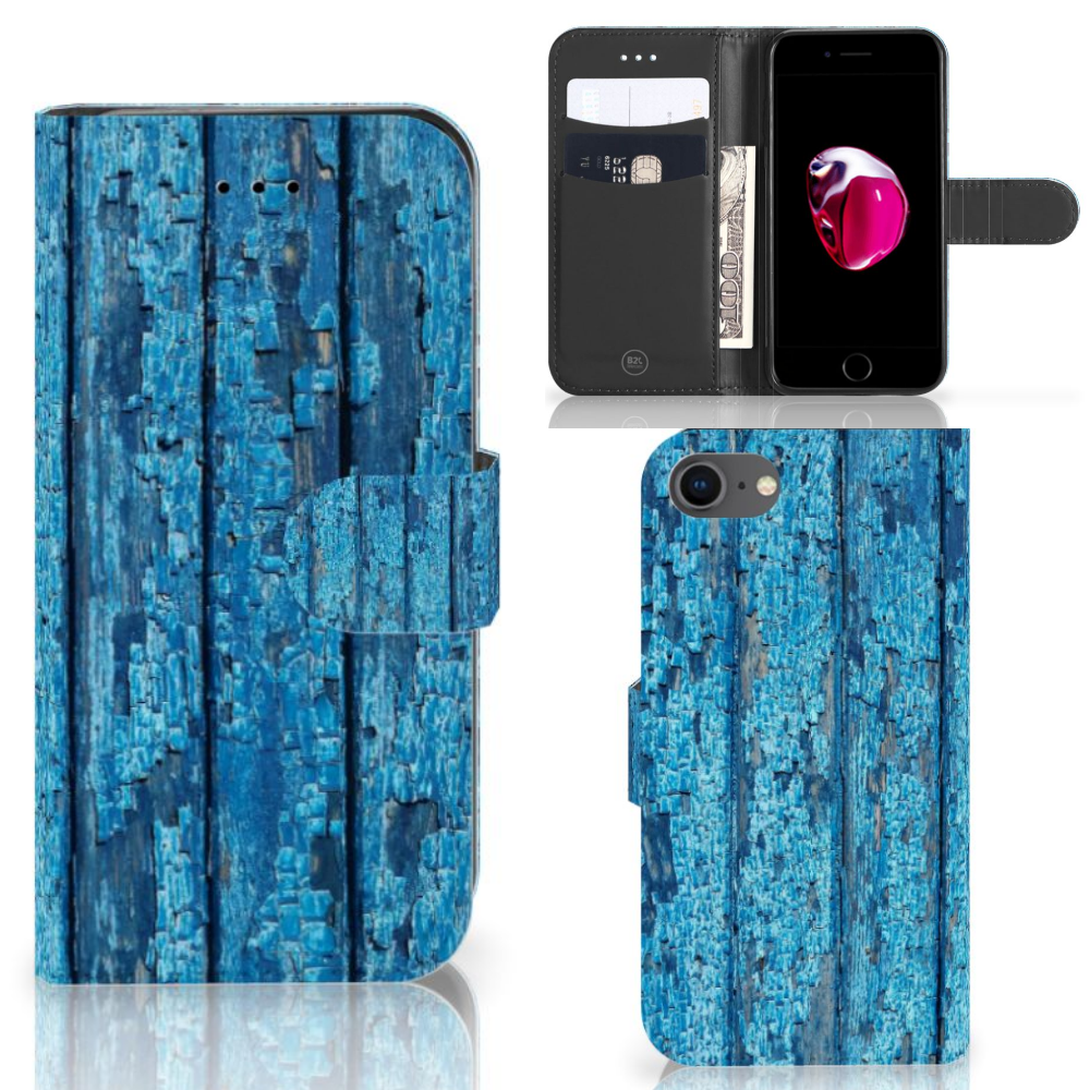 Apple iPhone 7 | 8 Uniek Boekhoesje Wood Blue