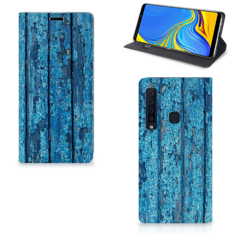 Samsung Galaxy A9 (2018) Uniek Standcase Hoesje Wood Blue