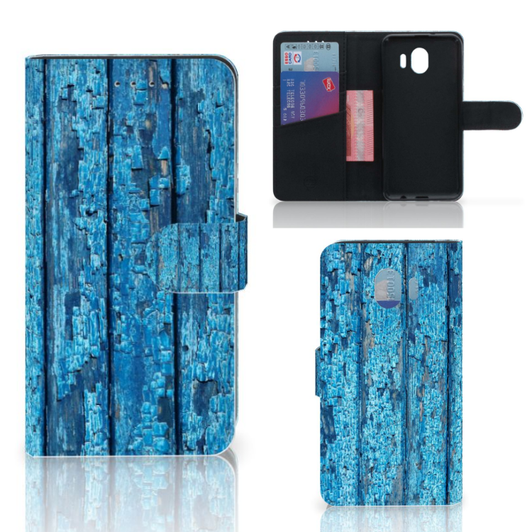 Samsung Galaxy J4 2018 Book Style Case Wood Blue