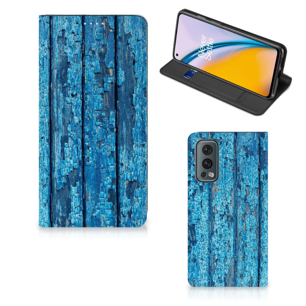 OnePlus Nord 2 5G Book Wallet Case Wood Blue