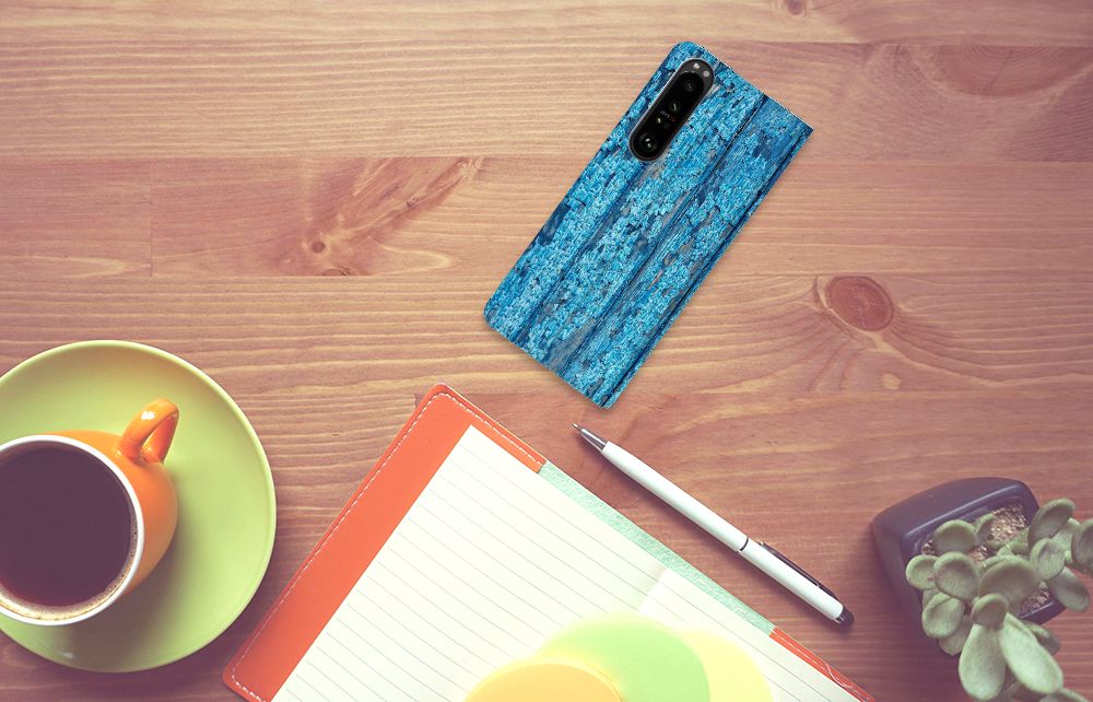 Sony Xperia 1 III Book Wallet Case Wood Blue