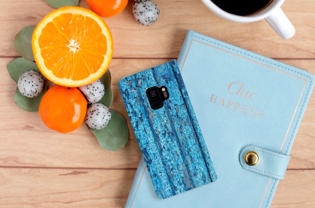Samsung Galaxy S9 Book Wallet Case Wood Blue