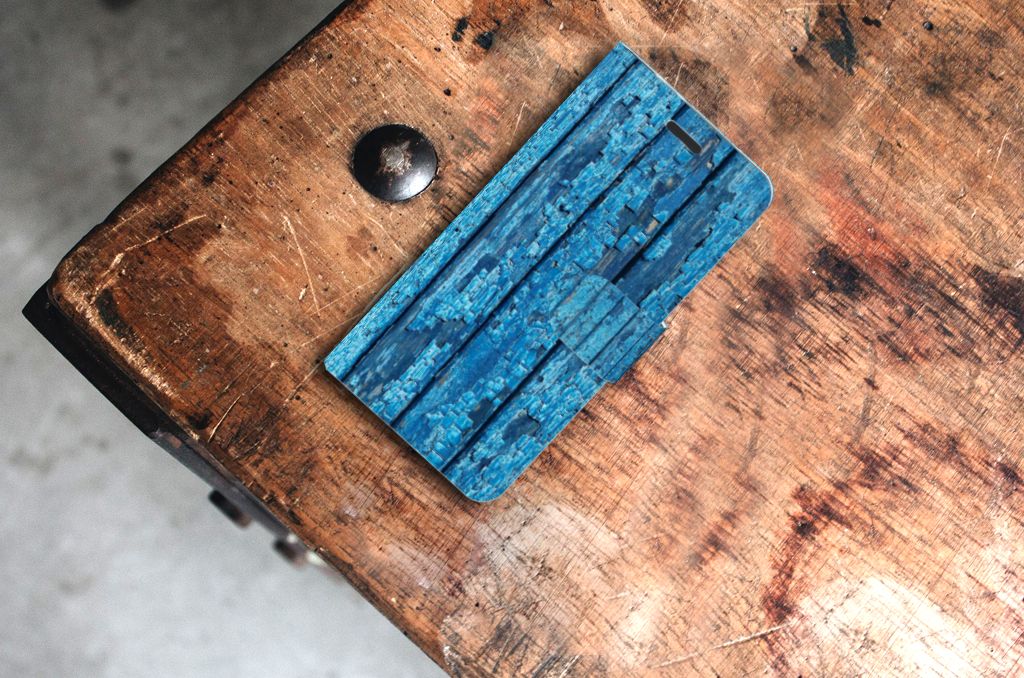 Motorola Moto Z Book Style Case Wood Blue