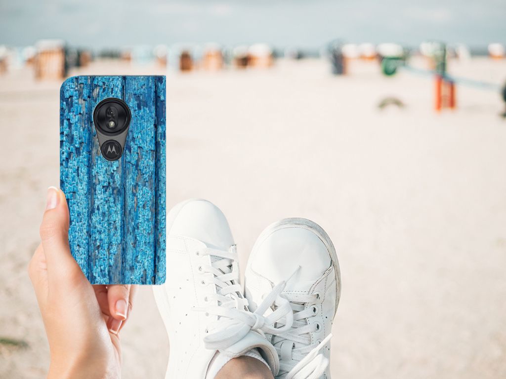 Motorola Moto G7 Play Book Wallet Case Wood Blue