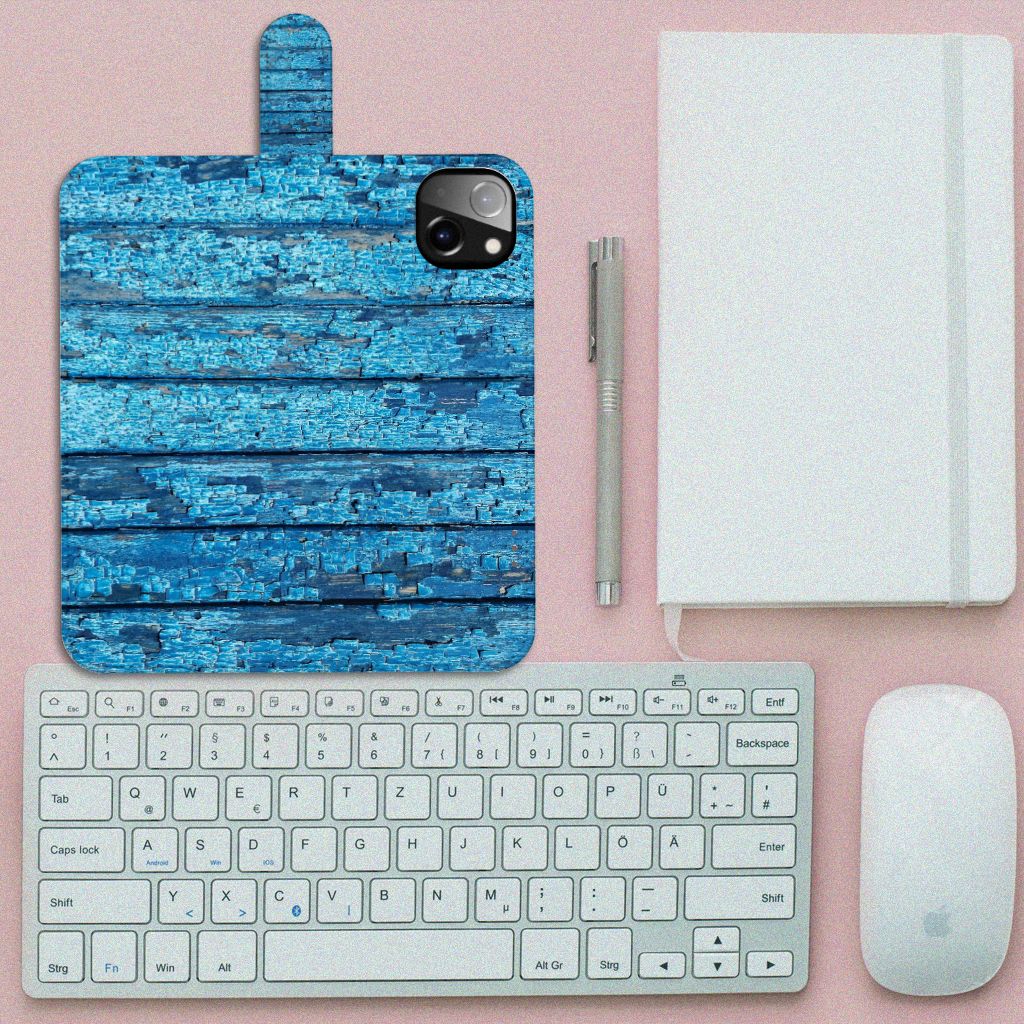 iPhone 14 Plus Book Style Case Wood Blue