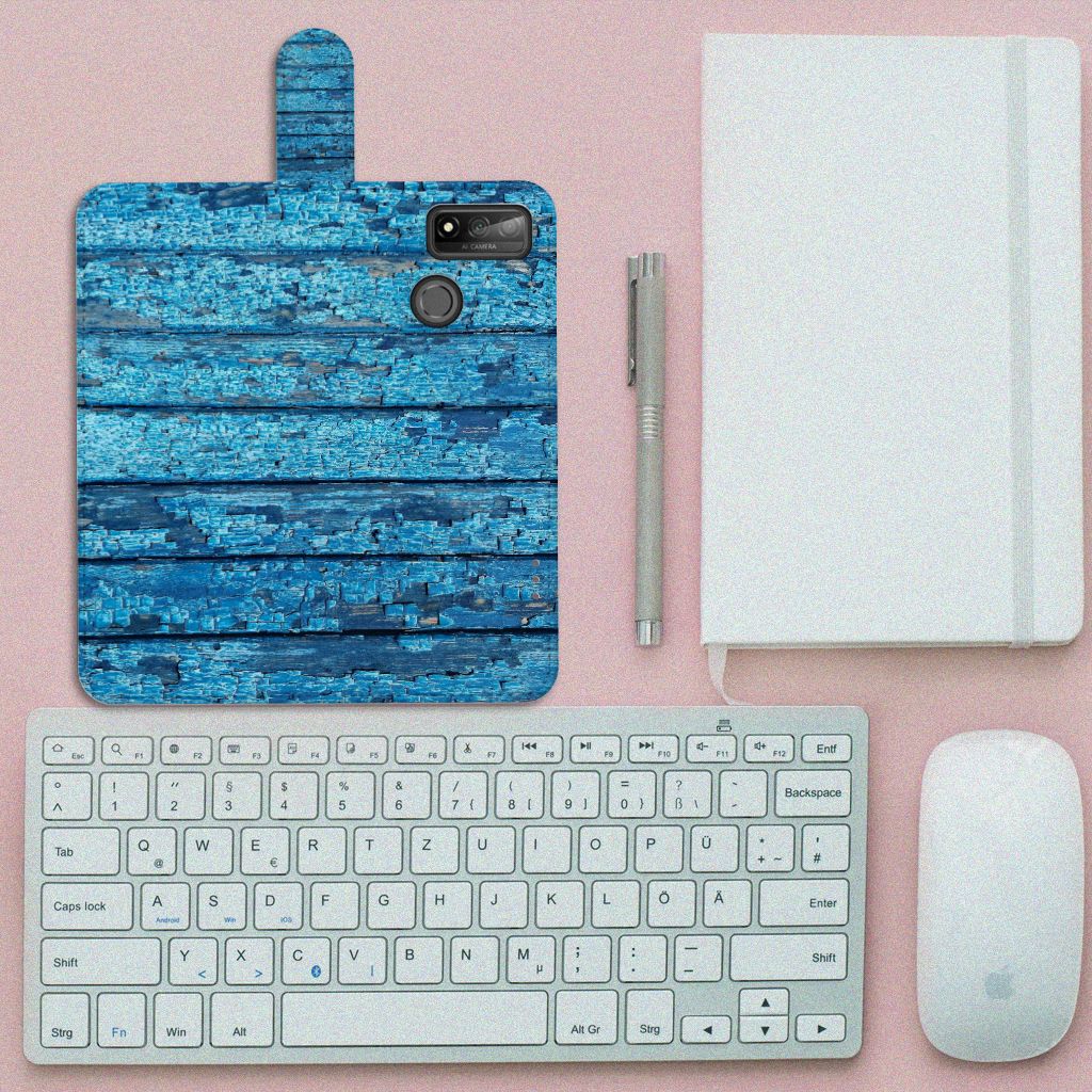 Huawei P Smart 2020 Book Style Case Wood Blue