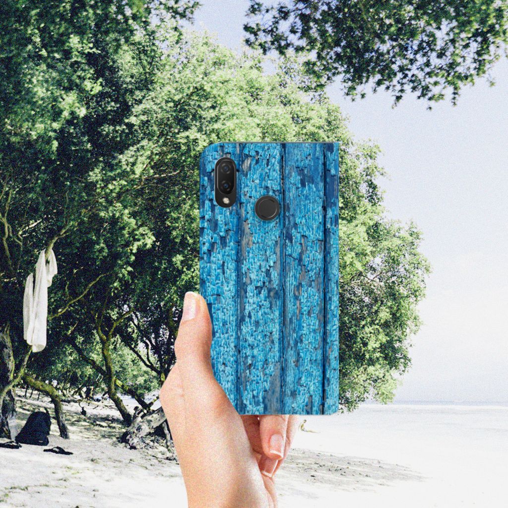 Huawei P Smart Plus Book Wallet Case Wood Blue
