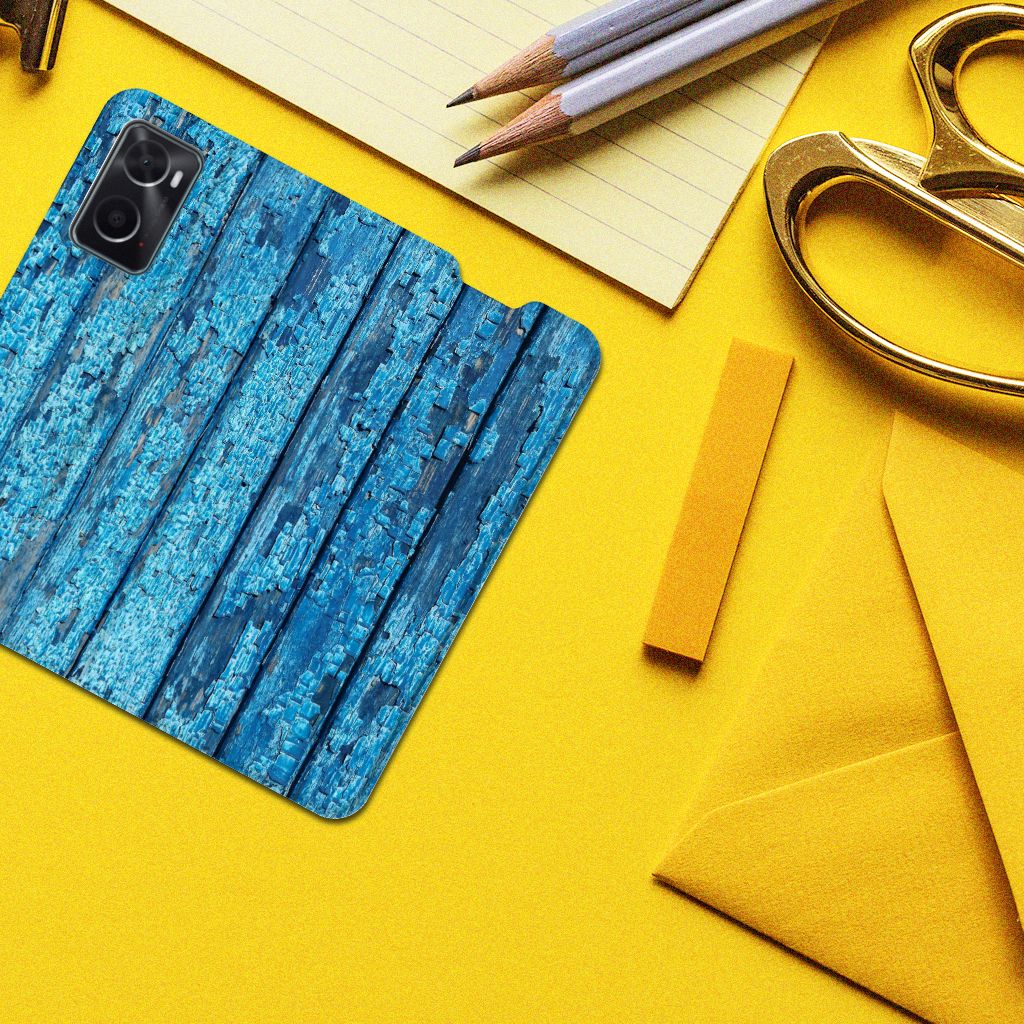 OPPO A96 | A76 Book Wallet Case Wood Blue