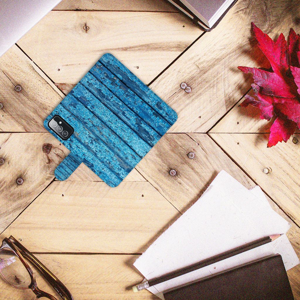 Samsung Galaxy M52 Book Style Case Wood Blue
