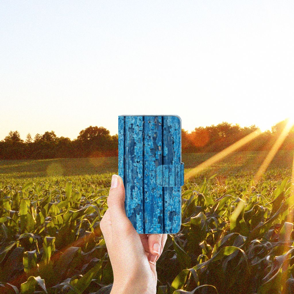 LG Q6 | LG Q6 Plus Book Style Case Wood Blue