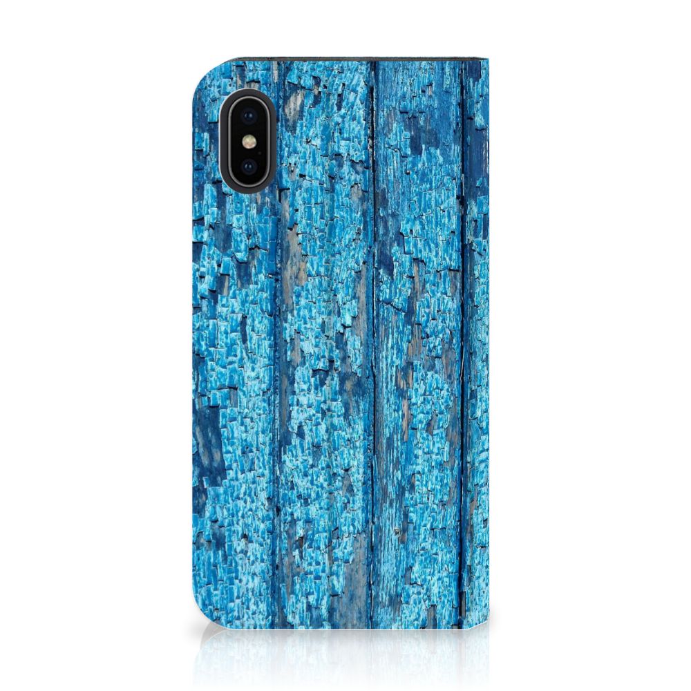 Apple iPhone X | Xs Book Wallet Case Wood Blue