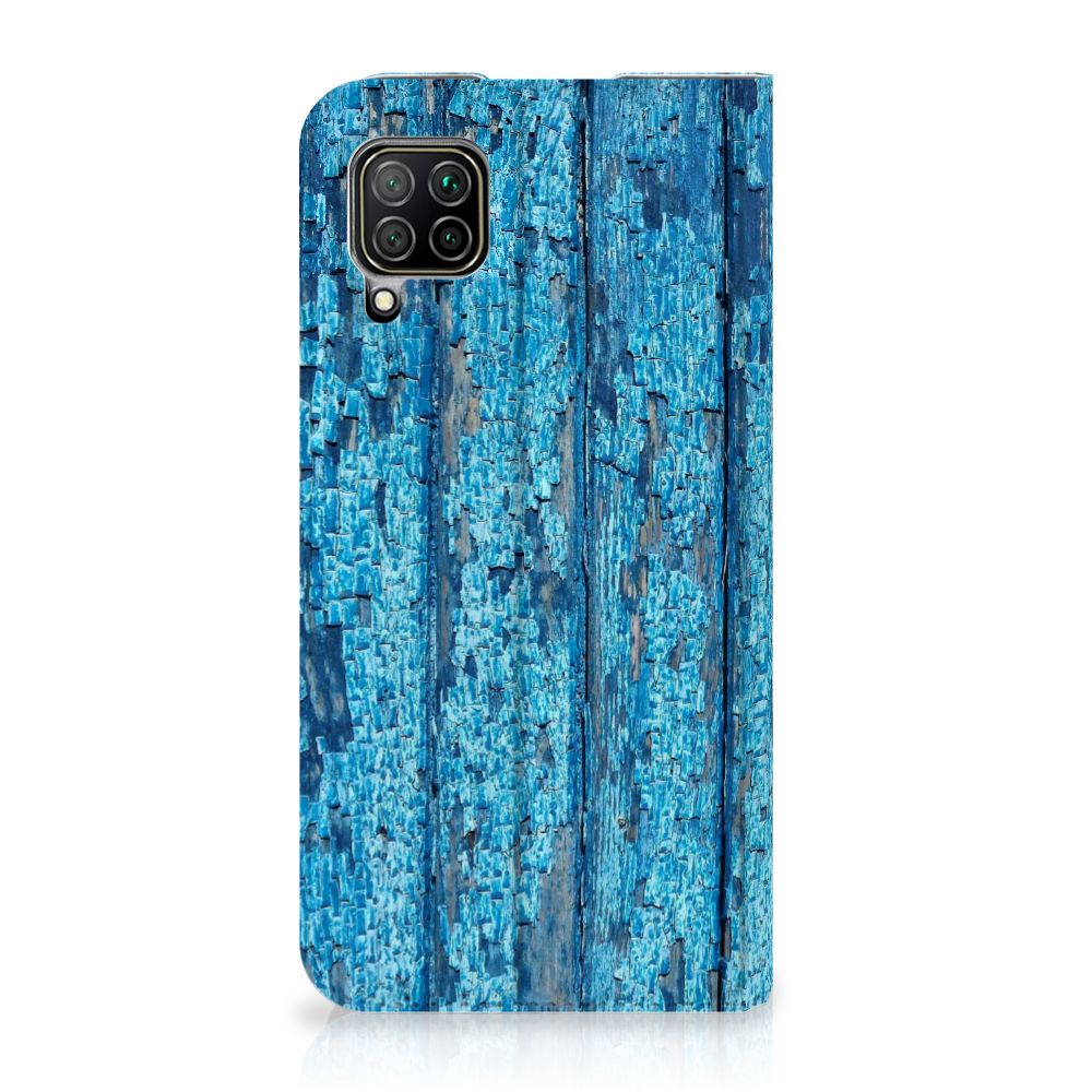 Huawei P40 Lite Book Wallet Case Wood Blue