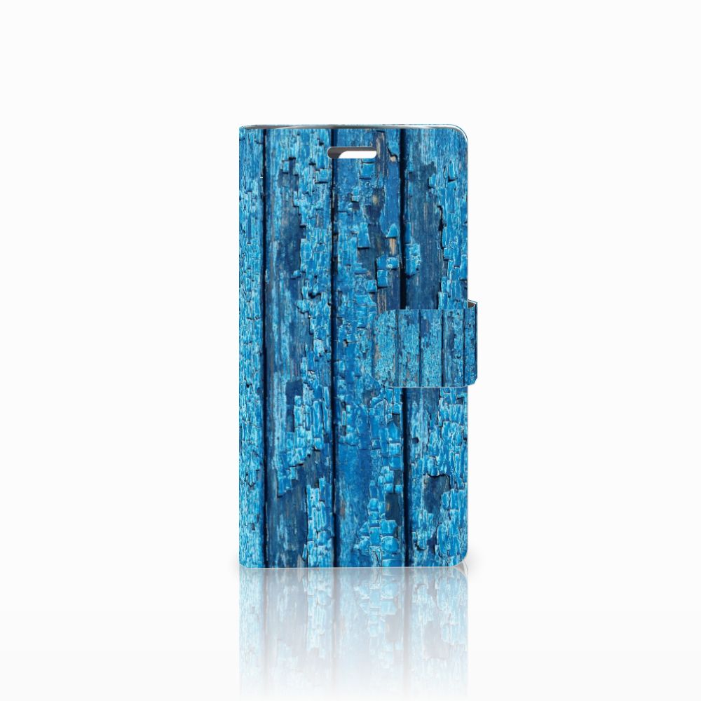 LG K10 2015 Book Style Case Wood Blue