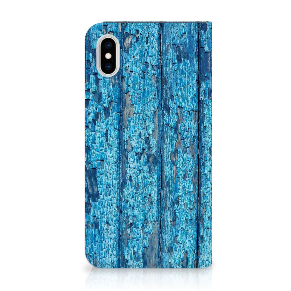 Apple iPhone Xs Max Book Wallet Case Wood Blue