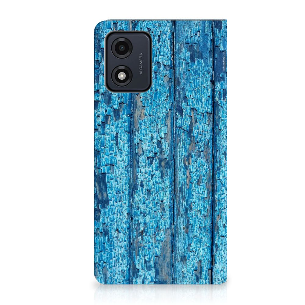 Motorola Moto E13 4G Book Wallet Case Wood Blue