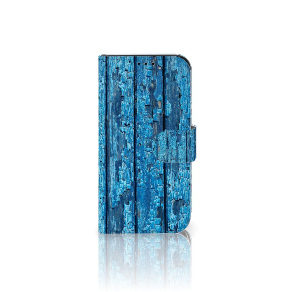 iPhone 13 Mini Book Style Case Wood Blue