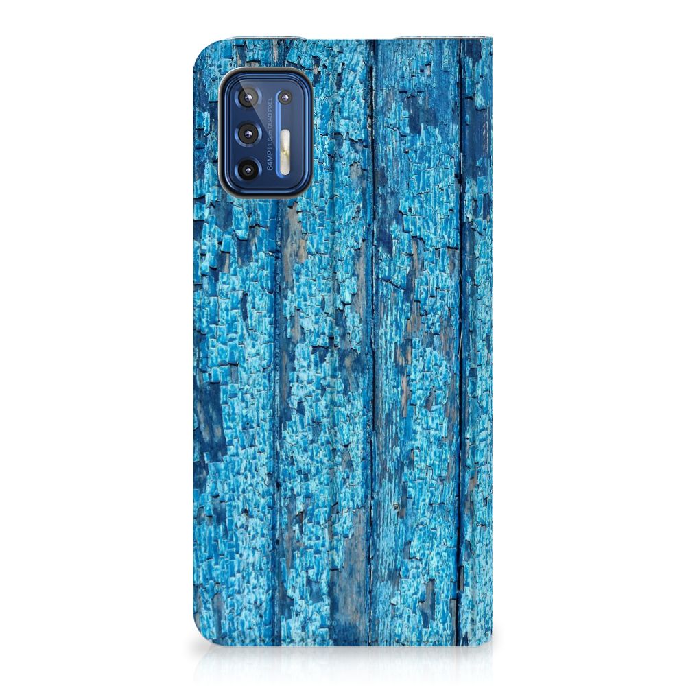 Motorola Moto G9 Plus Book Wallet Case Wood Blue